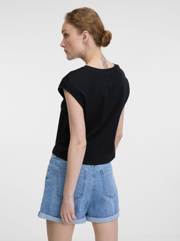Orsay Čierne dámske crop tričko s krátkym rukávom ORSAY
