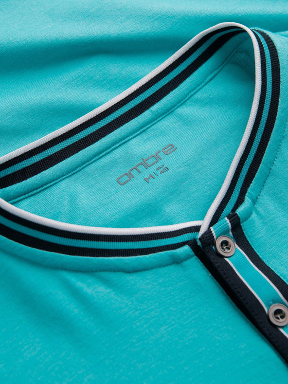 Ombre Clothing Tyrkysová pánska košeľa na gombíky Ombre Oblečenie