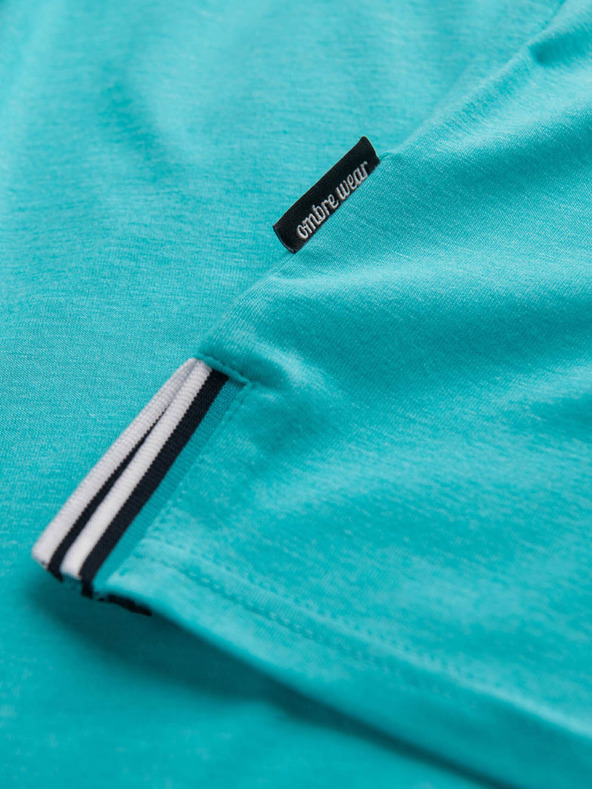 Ombre Clothing Tyrkysová pánska košeľa na gombíky Ombre Oblečenie