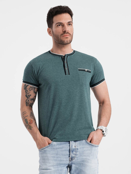 Ombre Clothing Tmavozelená pánska košeľa na gombíky Ombre Oblečenie