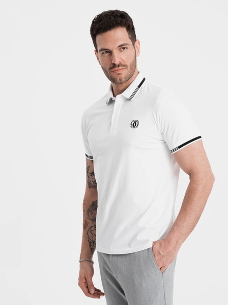 Ombre Clothing Biele pánske polo tričko Ombre Clothing