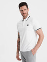 Ombre Clothing Biele pánske polo tričko Ombre Clothing