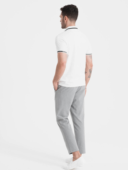 Ombre Clothing Biele pánske polo tričko Ombre Clothing