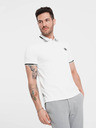 Ombre Clothing Biele pánske polo tričko Ombre Clothing