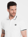 Ombre Clothing Biele pánske polo tričko Ombre Clothing