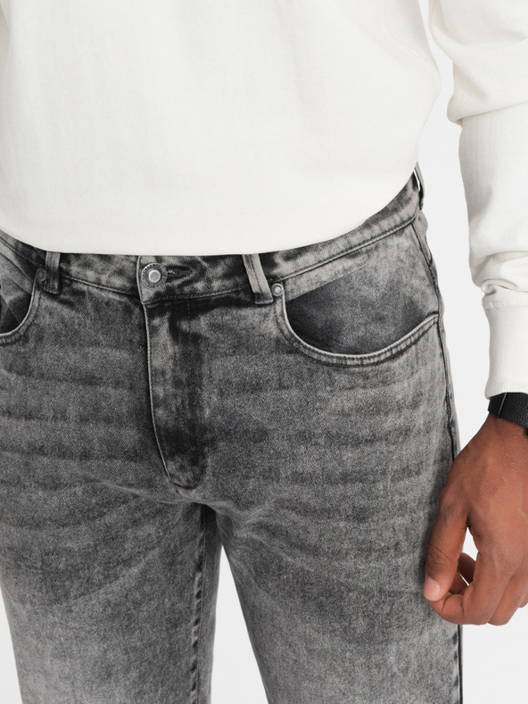 Ombre Clothing Šedé pánske džínsy rovného strihu Ombre Clothing