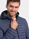 Ombre Clothing Tmavomodrá pánska ľahká prešívaná bunda Ombre Oblečenie