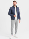 Ombre Clothing Tmavomodrá pánska ľahká prešívaná bunda Ombre Oblečenie