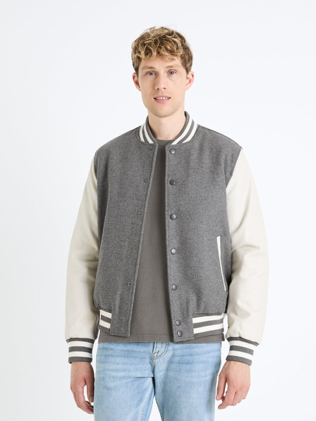 Celio Krémovo-sivý pánsky bomber zo zmesi vlny Celio Fuvarsi