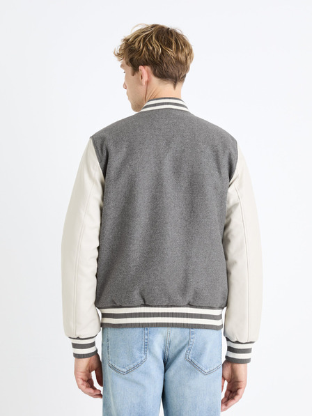 Celio Krémovo-sivý pánsky bomber zo zmesi vlny Celio Fuvarsi