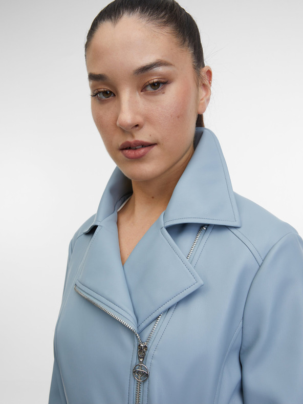 Orsay Modrá dámska kožená bunda ORSAY Camille curvy