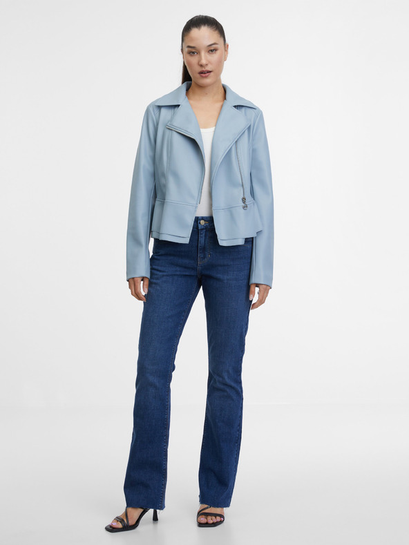 Orsay Modrá dámska kožená bunda ORSAY Camille curvy