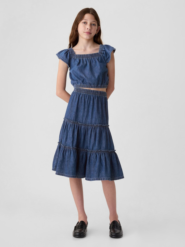 GAP Detská džínsová midi sukňa GAP