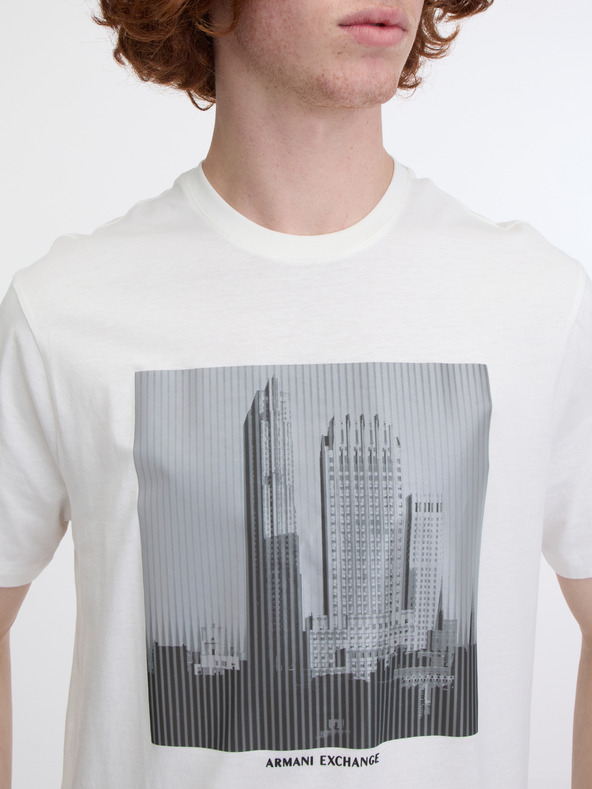 Armani Exchange Biela pánska mikina s kapucňou Armani Exchange