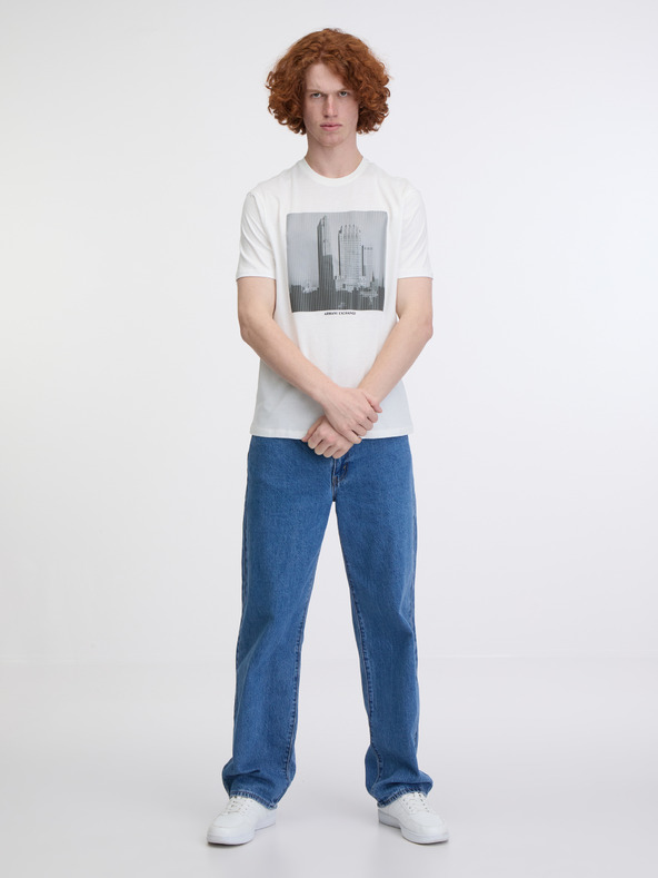 Armani Exchange Biela pánska mikina s kapucňou Armani Exchange