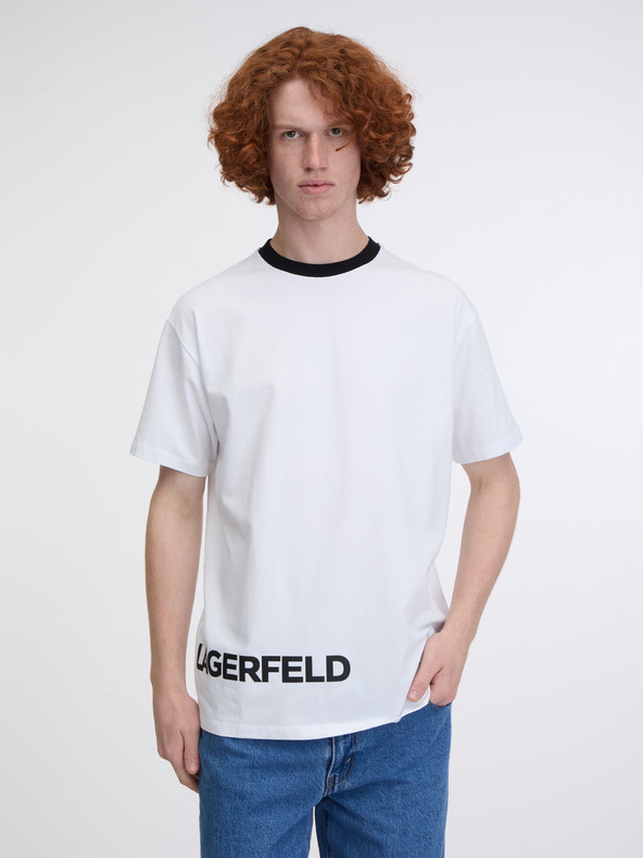 Karl Lagerfeld Biele pánske tričko KARL LAGERFELD
