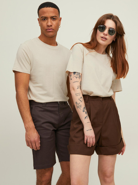 Jack & Jones Béžové unisex základné tričko Jack & Jones Noa