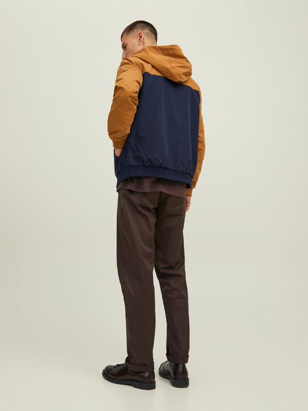 Jack & Jones Hnedomodrá pánska ľahká bunda Jack & Jones Rush s kapucňou