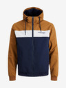 Jack & Jones Hnedomodrá pánska ľahká bunda Jack & Jones Rush s kapucňou