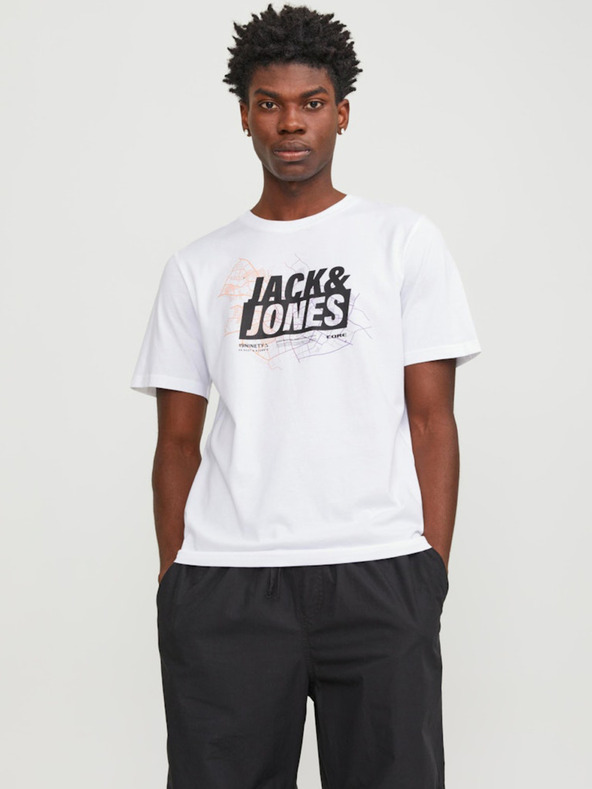 Jack & Jones Biele pánske tričko Jack & Jones Map