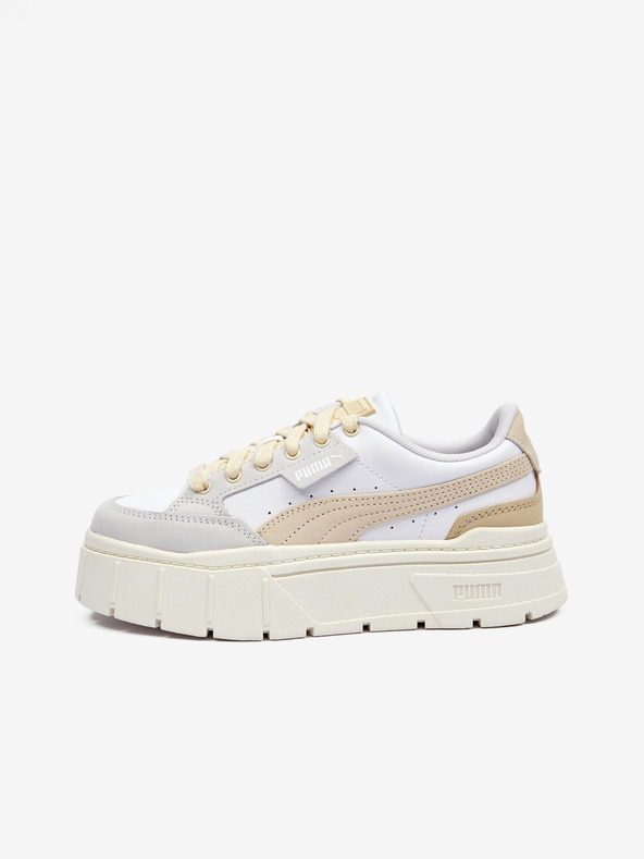 Puma Béžovo-biele dámske kožené tenisky Puma Mayze Stack Luxe Wns