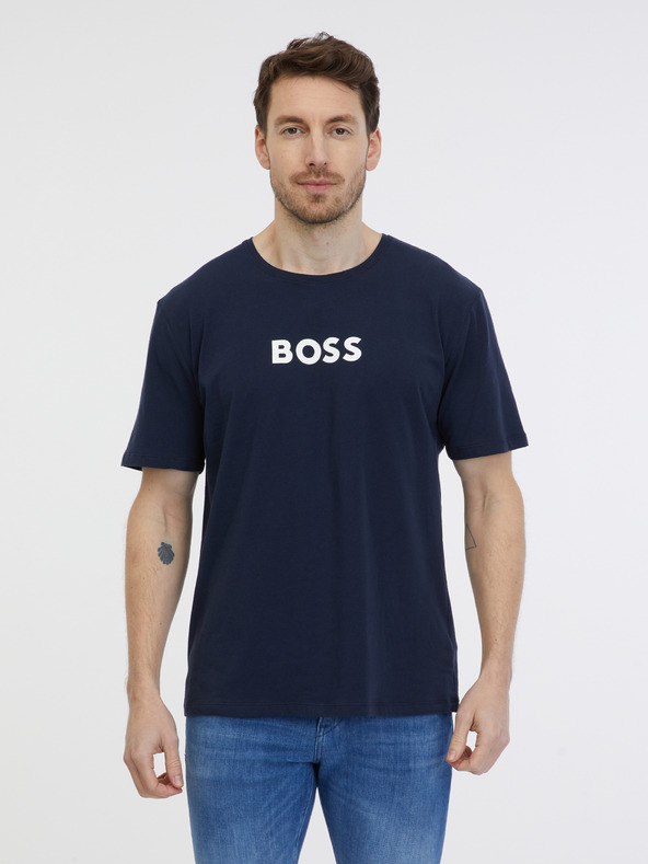 BOSS Tmavomodré pánske tričko BOSS