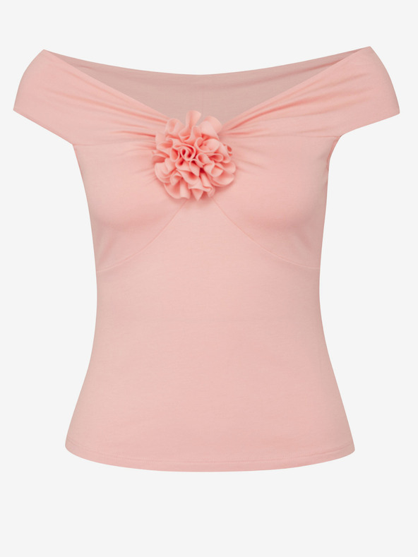 Orsay Svetloružové dámske tričko s krátkym rukávom s aplikáciou ORSAY