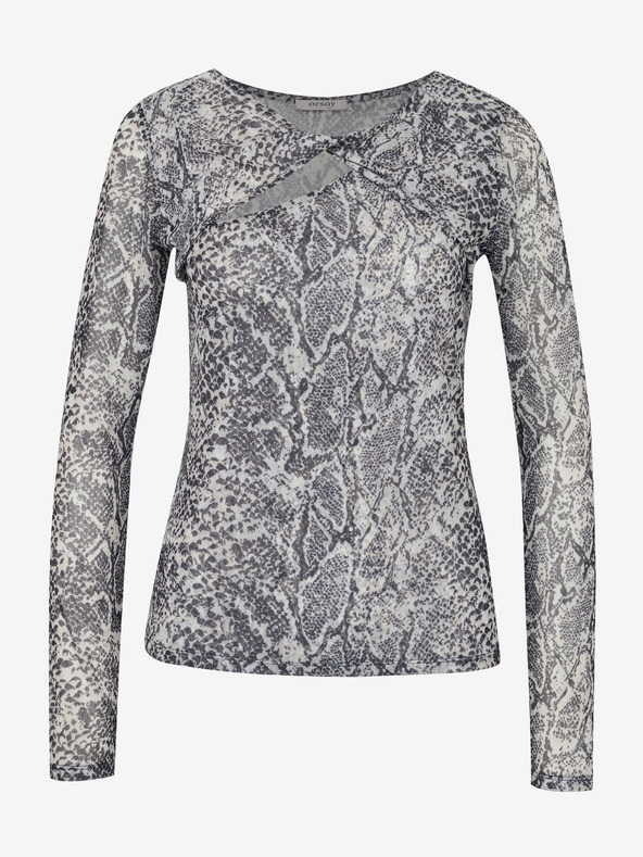 Orsay Čierne dámske vzorované tričko s dlhým rukávom ORSAY