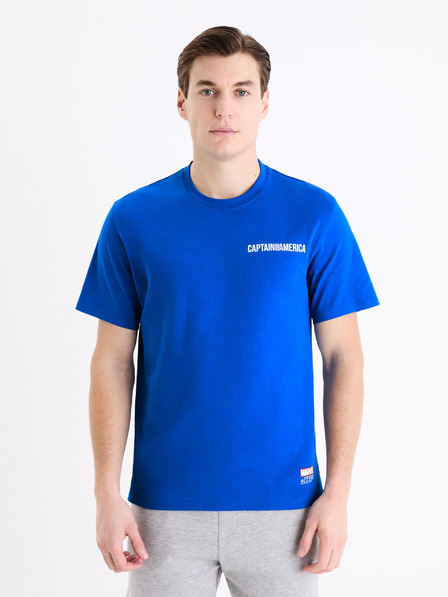 Celio Modré pánske tričko Celio Marvel Captain America s potlačou