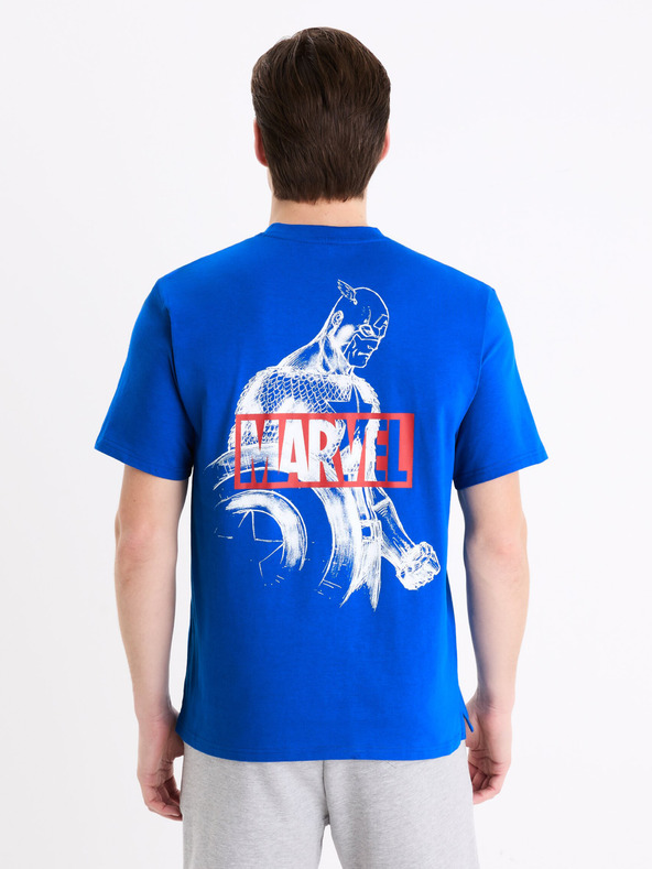 Celio Modré pánske tričko Celio Marvel Captain America s potlačou
