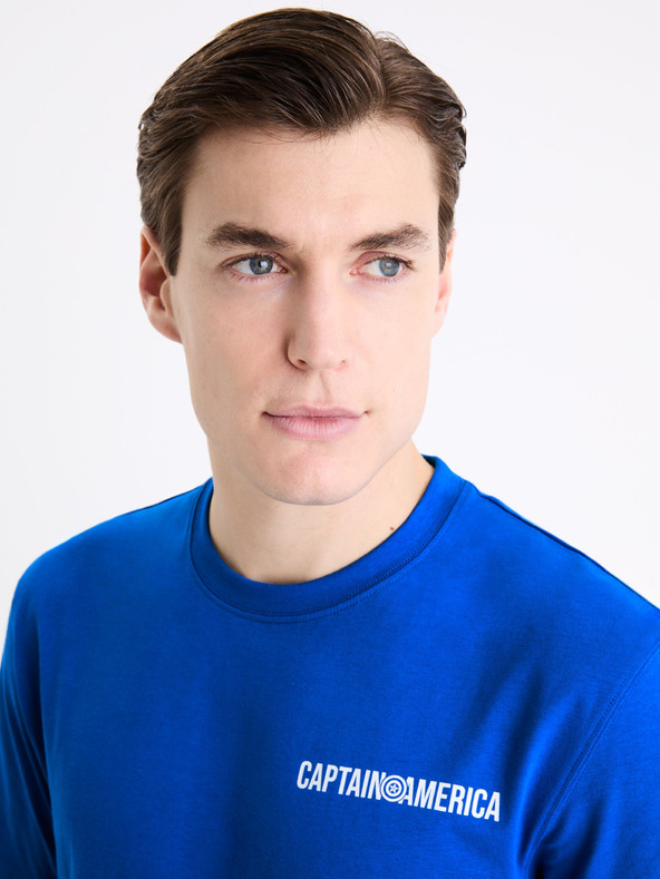 Celio Modré pánske tričko Celio Marvel Captain America s potlačou
