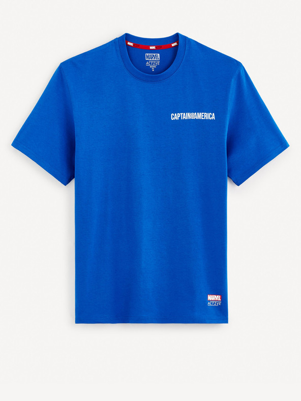 Celio Modré pánske tričko Celio Marvel Captain America s potlačou