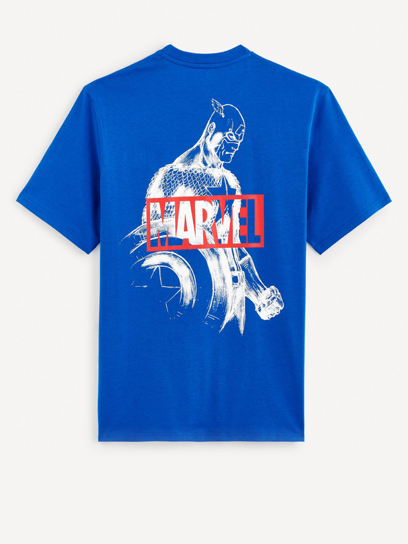 Celio Modré pánske tričko Celio Marvel Captain America s potlačou