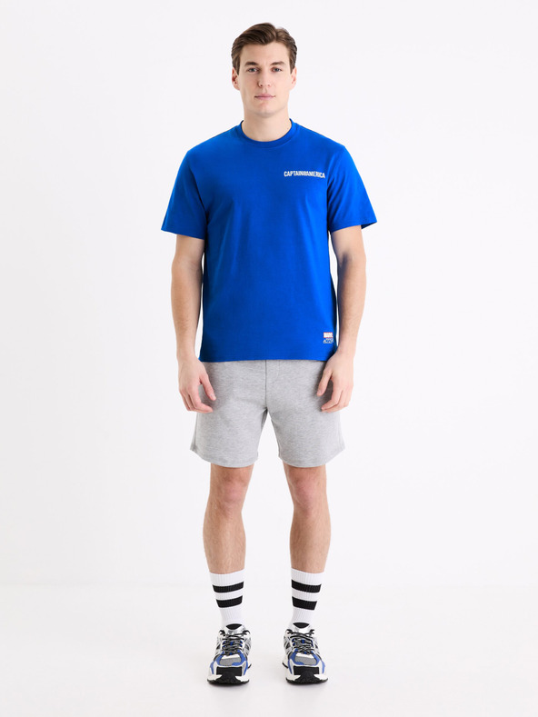 Celio Modré pánske tričko Celio Marvel Captain America s potlačou
