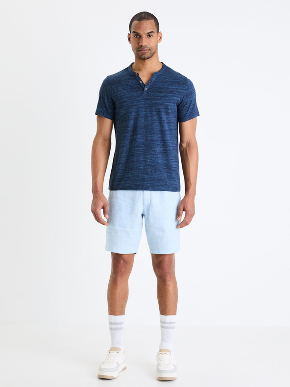 Celio Tmavomodré pánske pruhované tričko Celio Cegeti