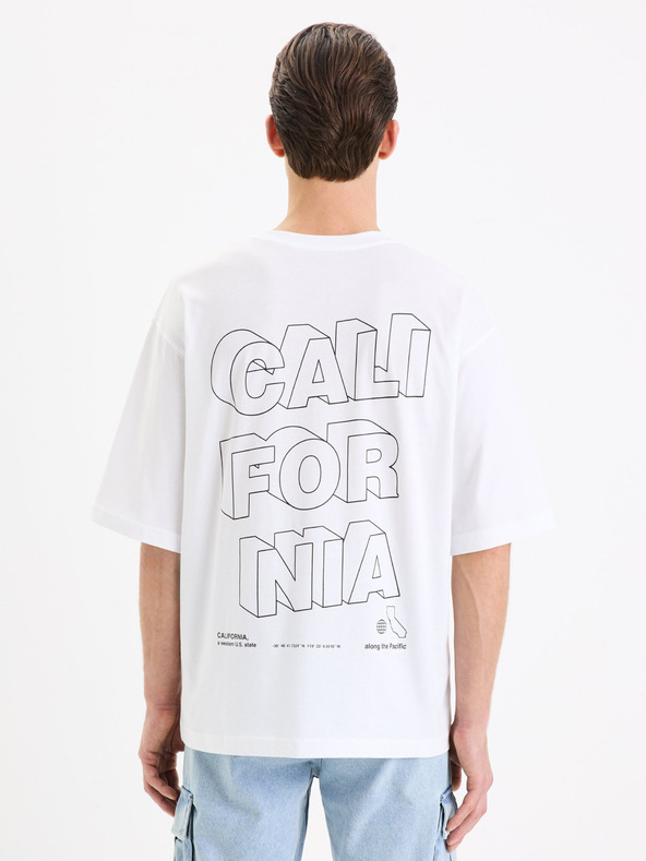 Celio Biele bavlnené tričko Celio Gesympa