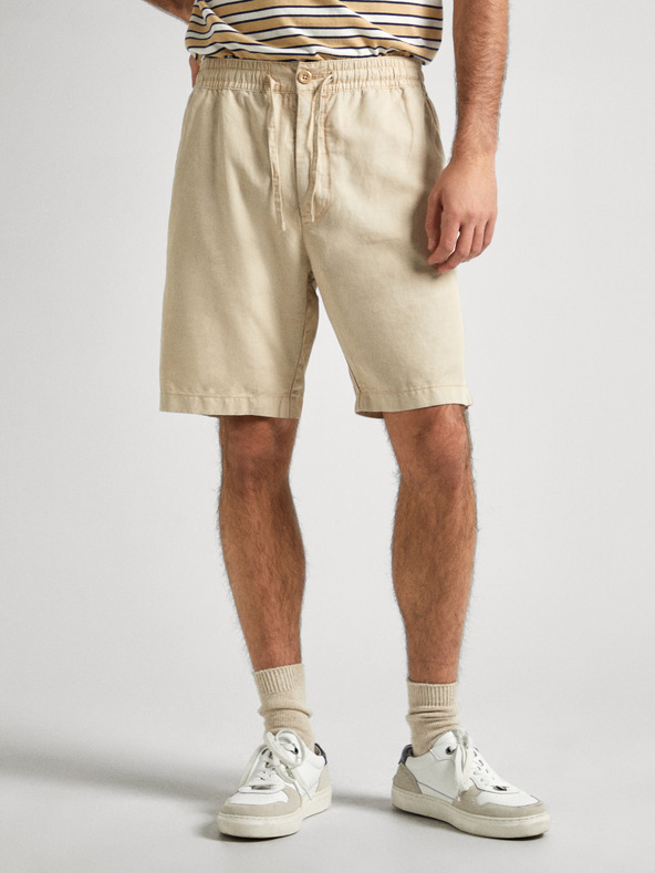 Pepe Jeans Béžové pánske plátenné šortky Pepe Jeans
