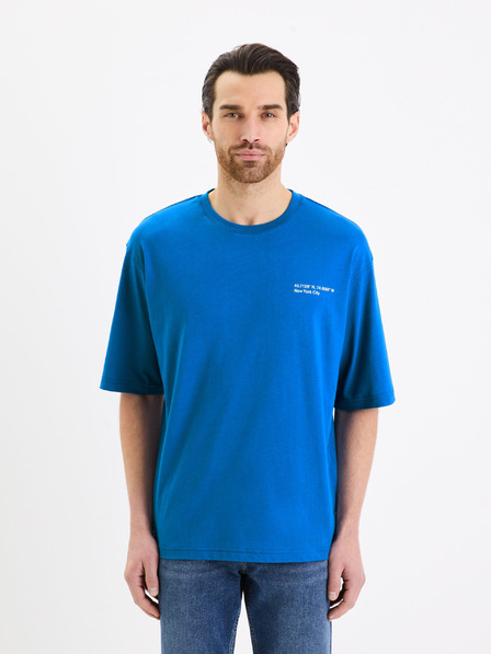Celio Modré bavlnené tričko Celio Gesympa