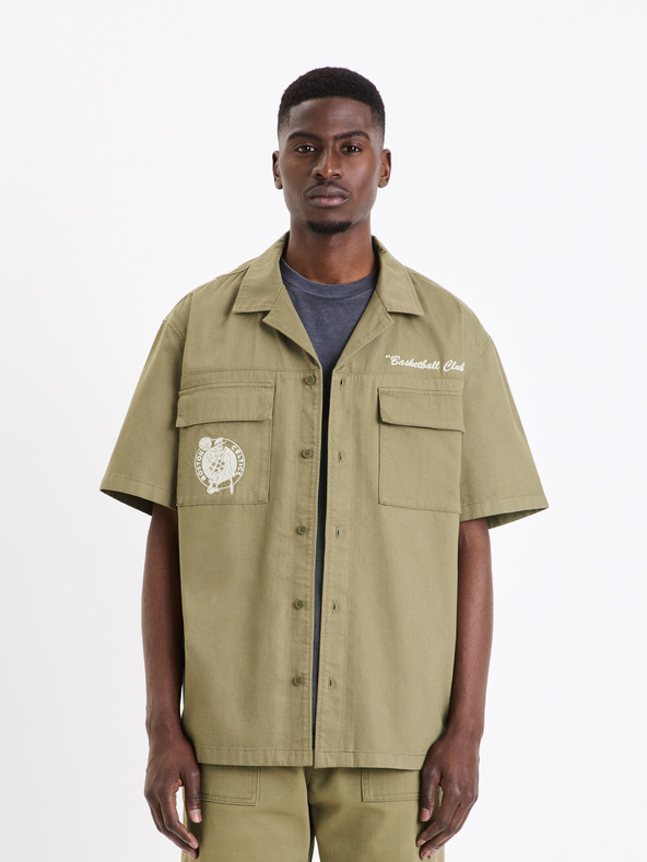 Celio Khaki pánske tričko Celio Boston Celtics