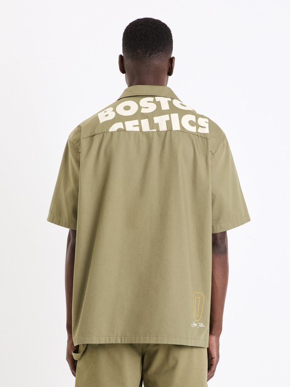 Celio Khaki pánske tričko Celio Boston Celtics