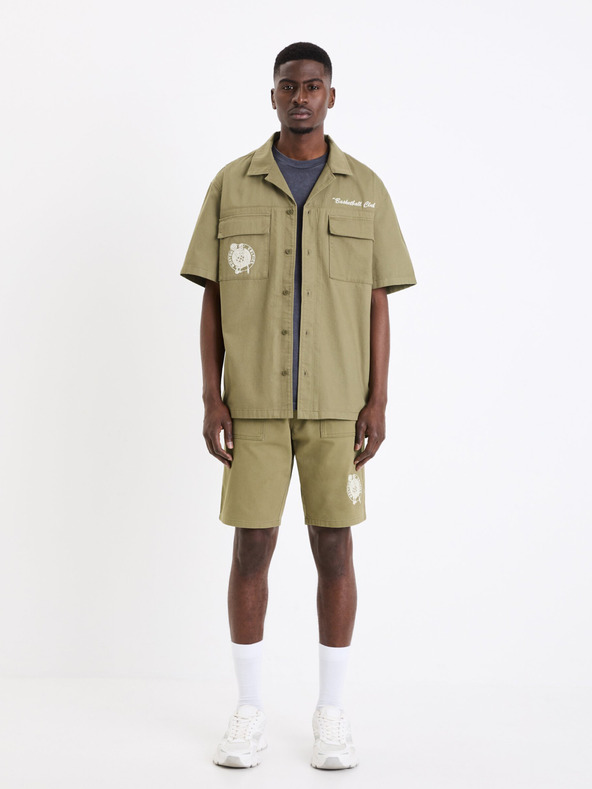 Celio Khaki pánske tričko Celio Boston Celtics