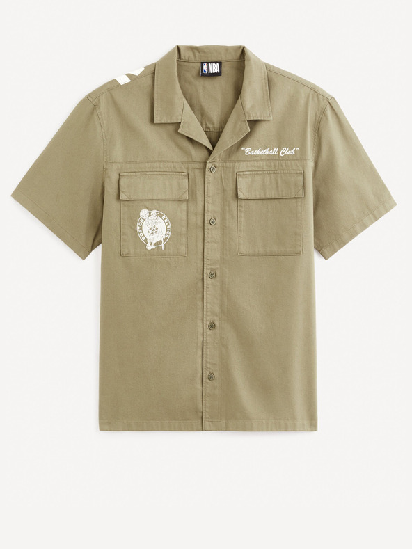 Celio Khaki pánske tričko Celio Boston Celtics