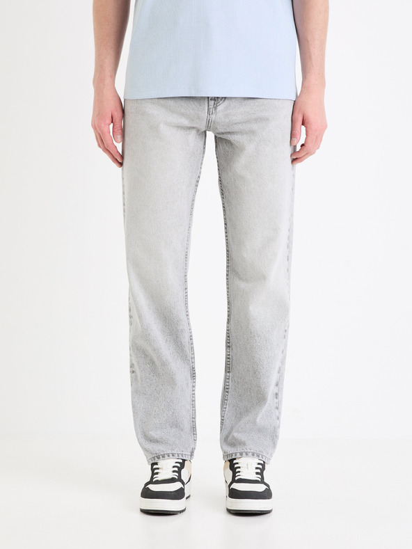 Celio Šedé pánske džínsy Celio C15 straight Fodroit 30