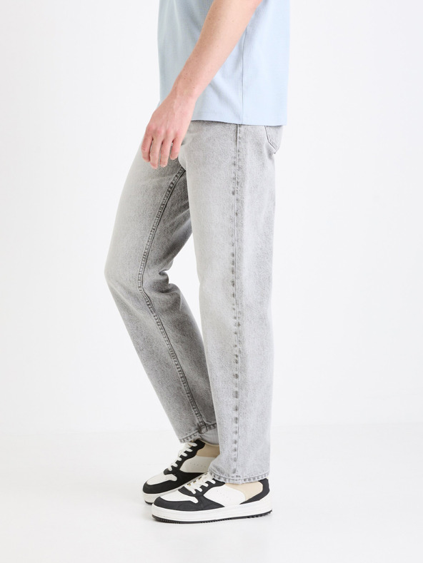 Celio Šedé pánske džínsy Celio C15 straight Fodroit 30
