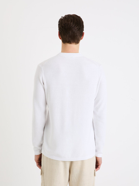 Celio Biely pánsky sveter Celio henley Genicolo