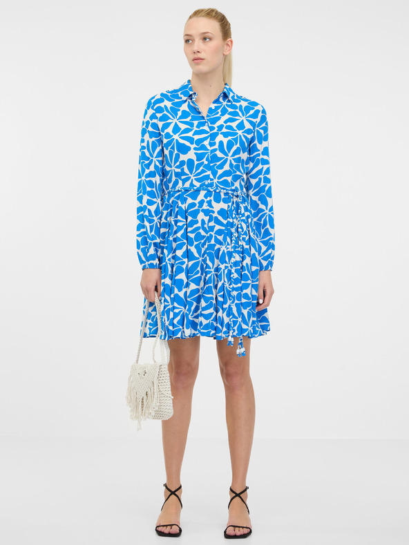 Orsay Modré dámske košeľové šaty ORSAY