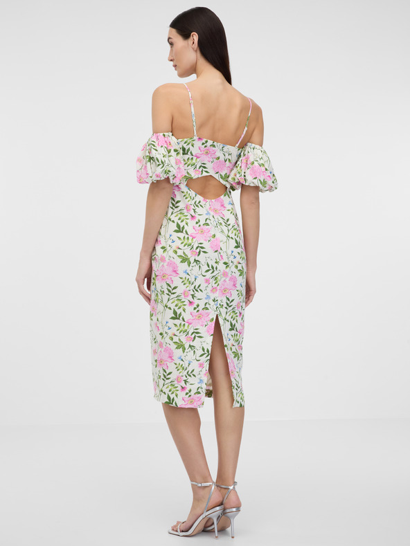 Orsay Krémové dámske midi šaty s ľanom ORSAY