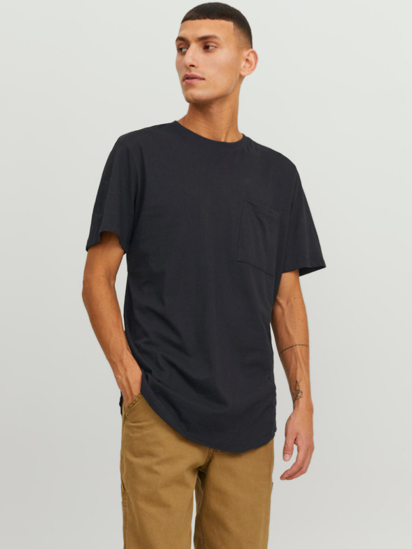Jack & Jones Čierne pánske tričko Jack & Jones Noa s vreckami