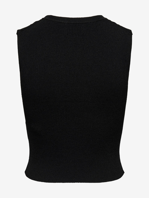 ONLY Čierny dámsky rebrovaný základný top ONLY Majli