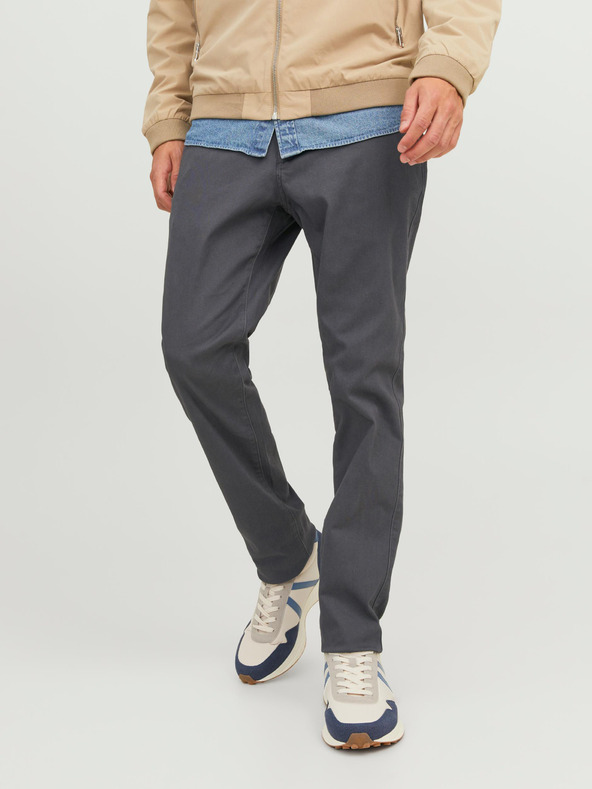 Jack & Jones Šedé pánske chino nohavice Jack & Jones Marco